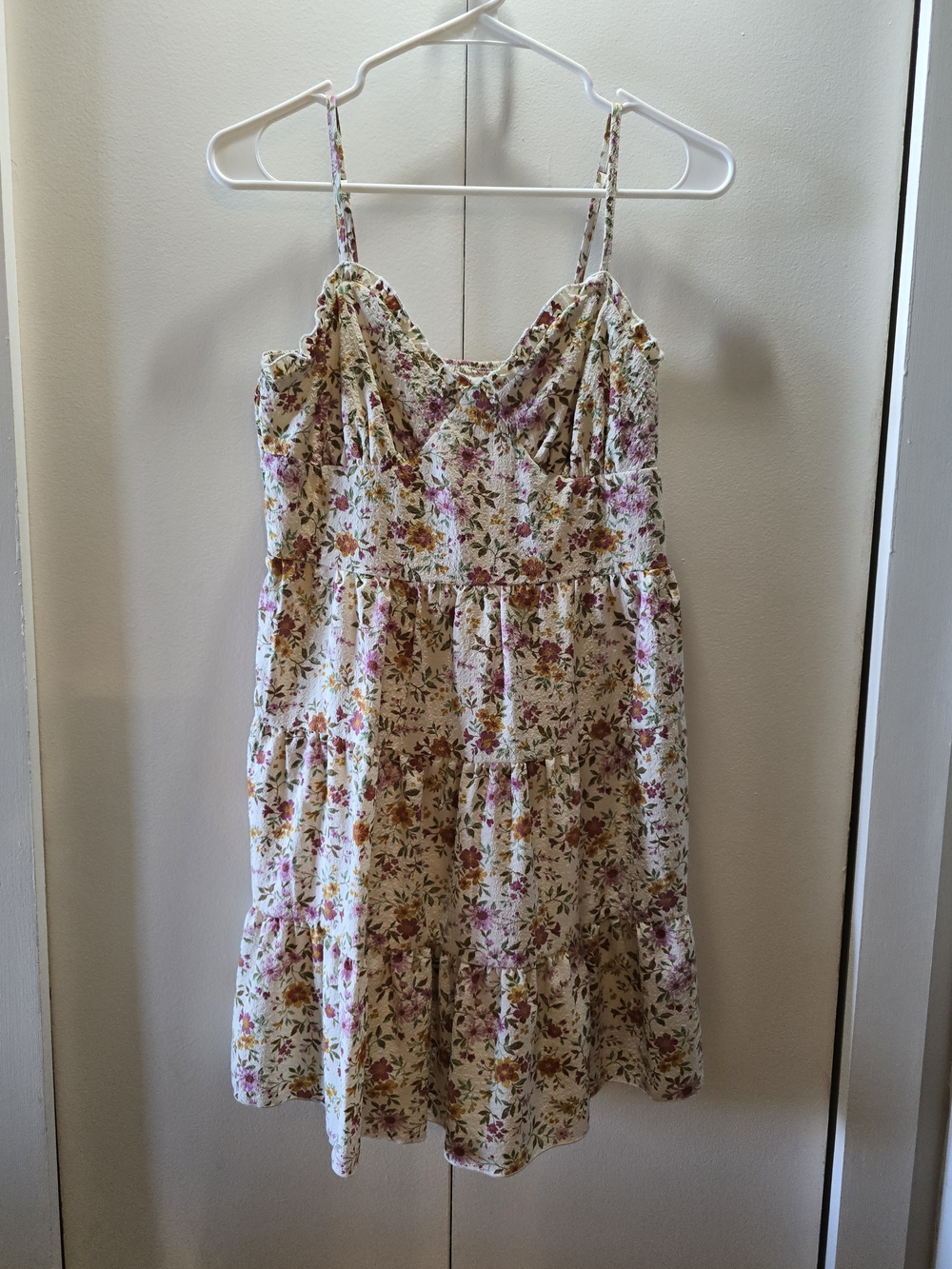 No Boundaries Floral Tiered Spaghetti-Strap Dress - Pink & Cream